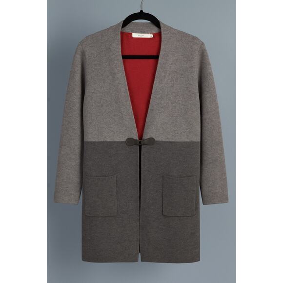 AIDA Wool Blend Colorblock Longline Cardigan Made in Italy Gray Size Large - Picture 9 of 11